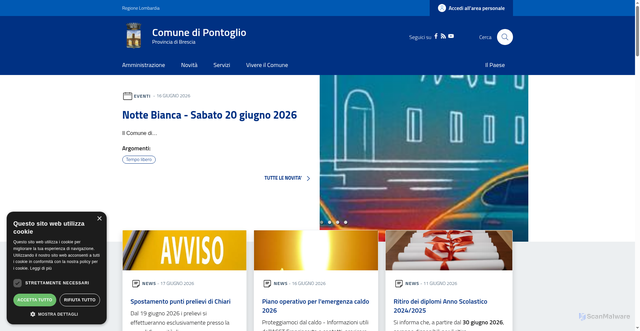 Security scan screenshot of https://www.comune.pontoglio.bs.it
