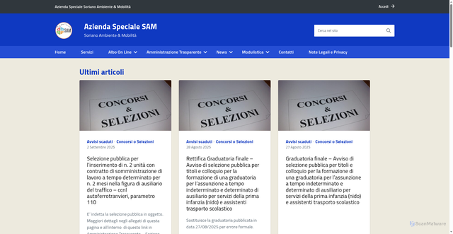 Security scan screenshot of https://www.aziendaspecialesam.it/