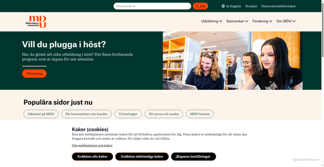 Security scan screenshot of https://www.mdh.se