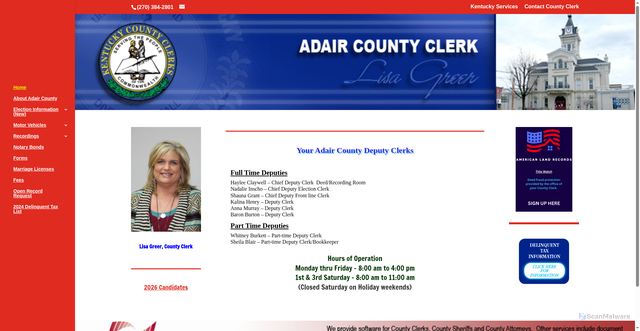 Security scan screenshot of https://adaircoclerkky.gov/