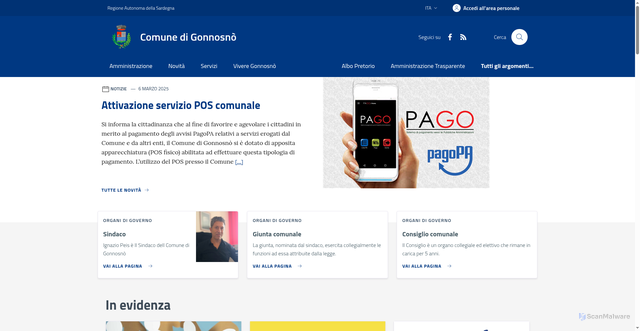 Security scan screenshot of https://comune.gonnosno.or.it/