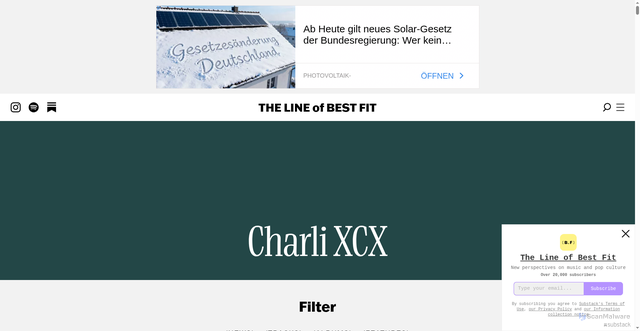 Security scan screenshot of https://www.thelineofbestfit.com/artists/charli-xcx