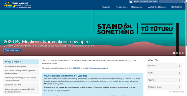 Security scan screenshot of https://www.whakatane.govt.nz/
