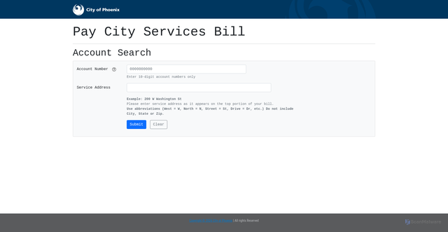 Security scan screenshot of https://paycityservices.phoenix.gov