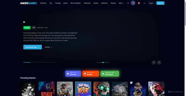 Security scan screenshot of https://ankergames.net