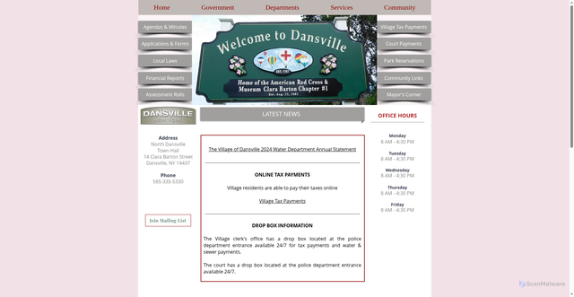 Security scan screenshot of https://www.villageofdansvilleny.gov/