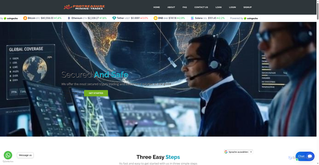 Security scan screenshot of https://protreasureminingtrade.com/