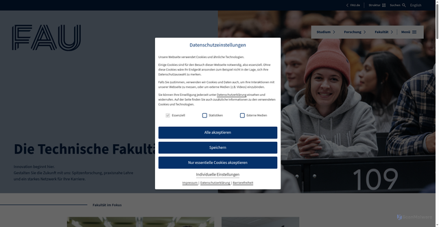 Security scan screenshot of https://tf.fau.de