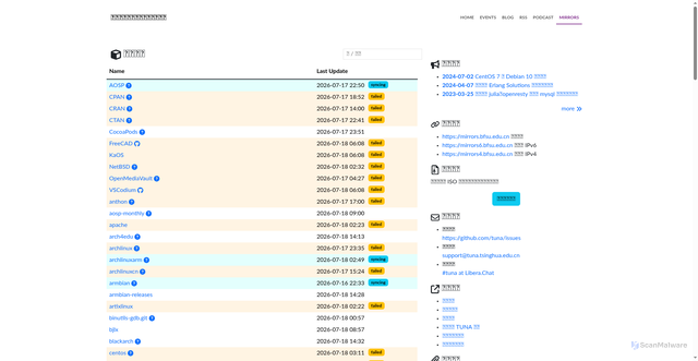 Security scan screenshot of https://mirrors.bfsu.edu.cn