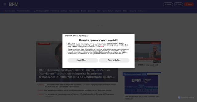 Security scan screenshot of https://l.bfmtv.com