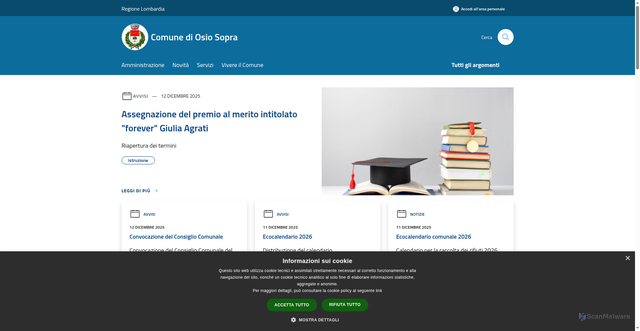 Security scan screenshot of https://www.comune.osiosopra.bg.it/it