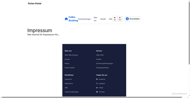 Security scan screenshot of https://ferienwohnung-portal.de/impressum/