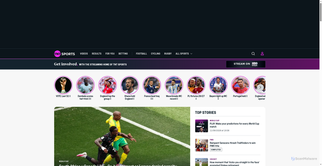 Security scan screenshot of https://www.tntsports.com/