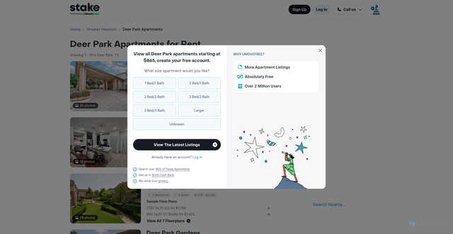 Security scan screenshot of https://www.umovefree.com/City/deer-park-apartments-tx/