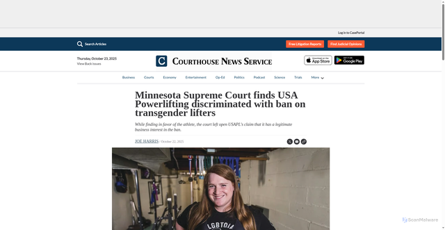 Security scan screenshot of https://courthousenews.com/minnesota-supreme-court-finds-usa-powerlifting-discriminated-with-ban-on-transgender-lifters/