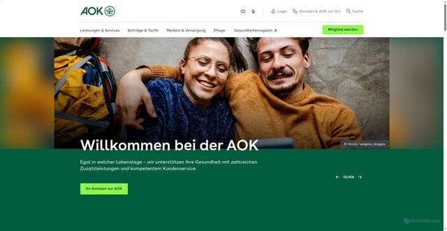 Security scan screenshot of http://www.aok.de