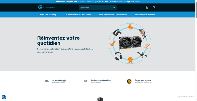 Security scan screenshot of https://www.click-tech.fr/
