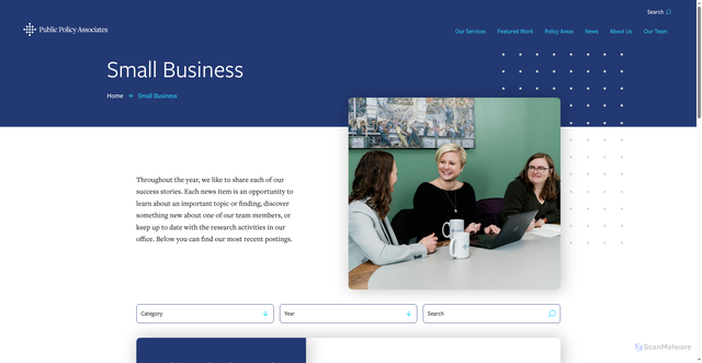 Security scan screenshot of https://publicpolicy.com/news/tag/small-business/