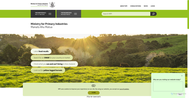 Security scan screenshot of http://www.mpi.govt.nz