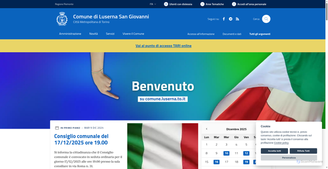 Security scan screenshot of https://www.comune.luserna.to.it/