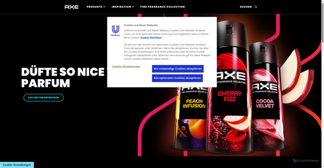 Security scan screenshot of https://www.axe.com/