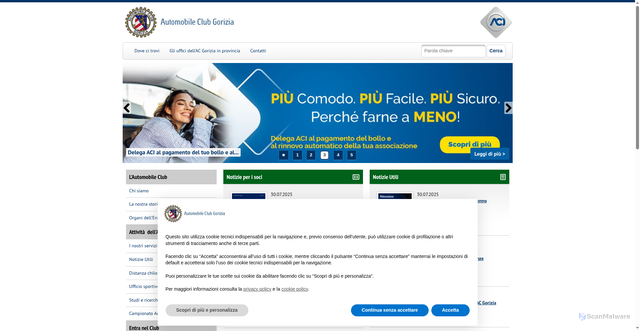 Security scan screenshot of https://gorizia.aci.it/