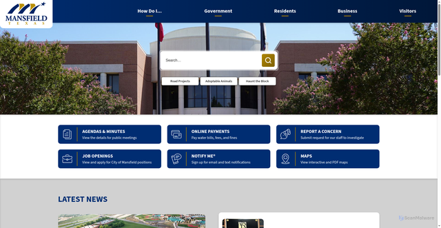 Security scan screenshot of https://www.mansfieldtexas.gov/