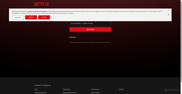 Security scan screenshot of http://netflixbilling.org