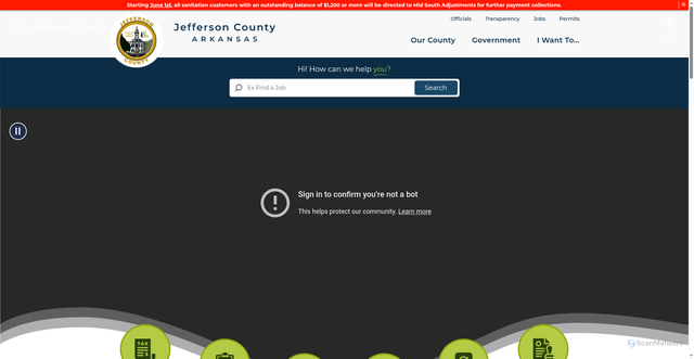 Security scan screenshot of https://www.jeffersoncountyar.gov/