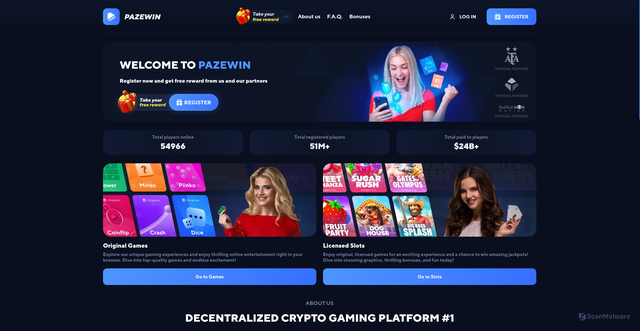 Security scan screenshot of https://pazewin.com/