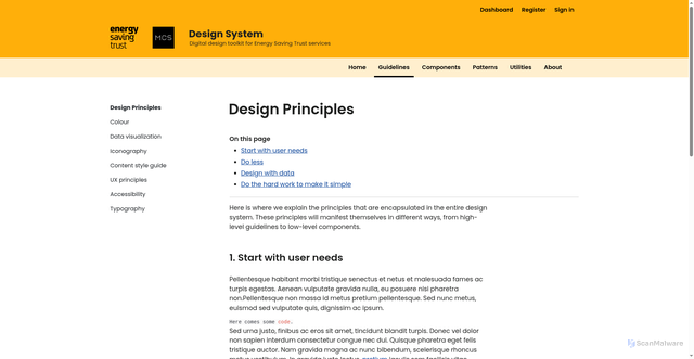 Security scan screenshot of https://design-system-kvm-xlr.pages.dev/guidelines/design-principles