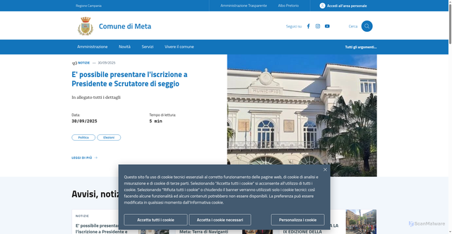Security scan screenshot of https://www.comune.meta.na.it/