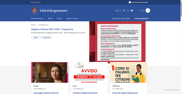Security scan screenshot of https://www.comune.borgomanero.no.it/