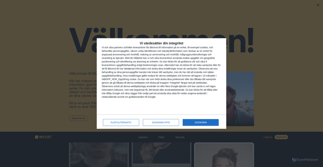 Security scan screenshot of https://mylist.se