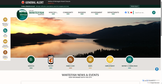 Security scan screenshot of https://cityofwhitefish.gov/