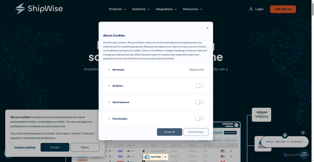 Security scan screenshot of https://shipwise.com