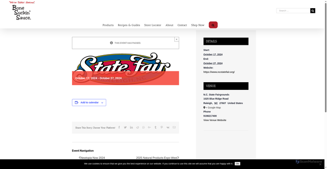Security scan screenshot of https://bonesuckin.com/event/nc-state-fair-2024