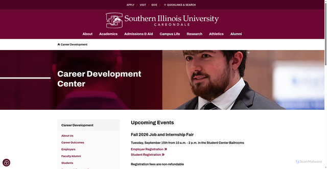 Security scan screenshot of https://careerdevelopment.siu.edu