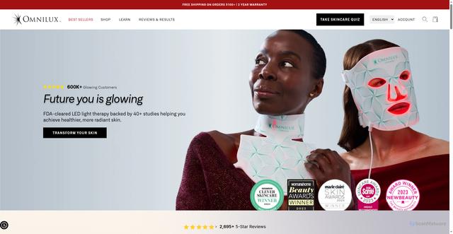 Security scan screenshot of https://getomnilux.myshopify.com