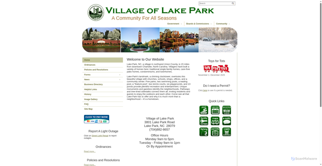 Security scan screenshot of https://lakeparknc.gov/