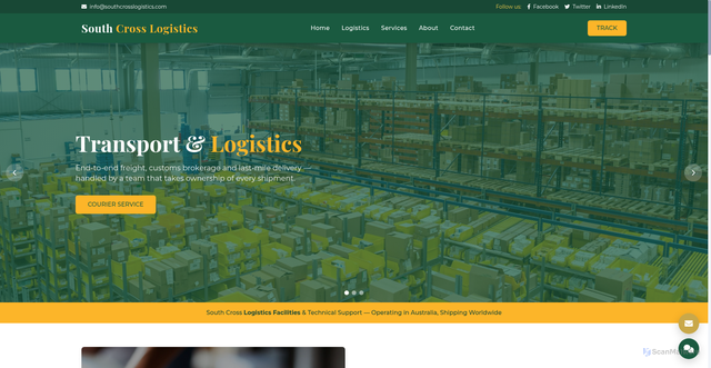 Security scan screenshot of https://southcrosslogistics.com