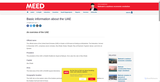 Security scan screenshot of https://www.meed.com/basic-information-about-the-uae/