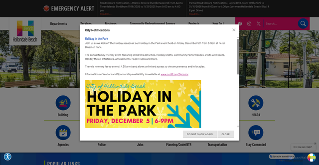 Security scan screenshot of https://hallandalebeachfl.gov/