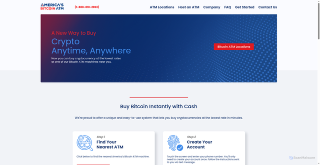 Security scan screenshot of https://americasbitcoinatm.com/