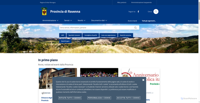 Security scan screenshot of https://www.provincia.ra.it