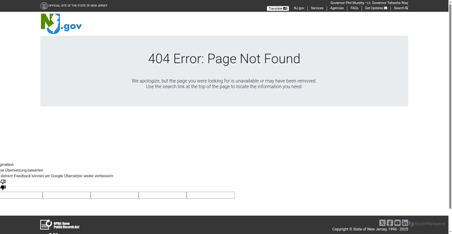 Security scan screenshot of https://www.nj.gov/oag/njsp/njgunstat/index.shtml