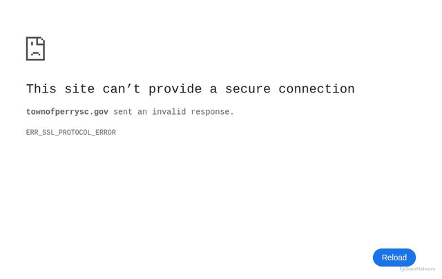 Security scan screenshot of http://townofperrysc.gov/