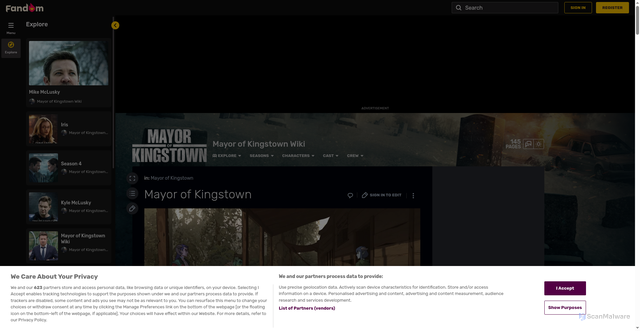 Security scan screenshot of https://mayorofkingstown.fandom.com/wiki/Mayor_of_Kingstown