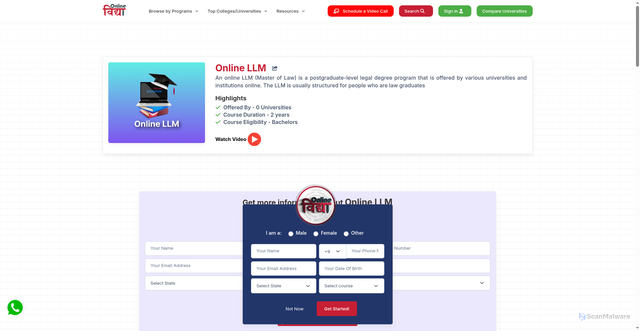 Security scan screenshot of http://onlinevidyaa.com/courses/online-llm