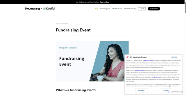 Security scan screenshot of https://kindful.com/nonprofit-glossary/fundraising-event/